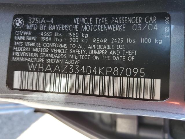 WBAAZ33404KP87095 - 2004 BMW 3 SERIES IS SULEV SILVER photo 12
