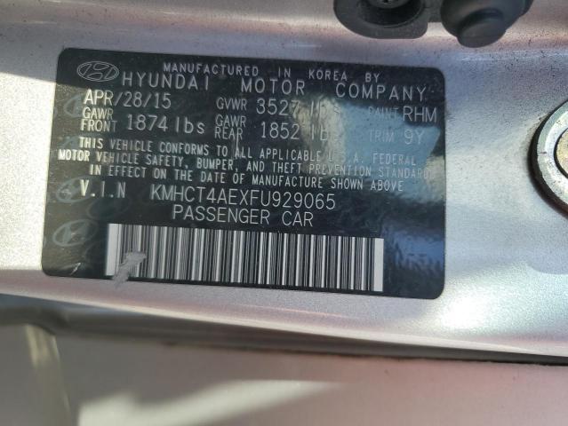 KMHCT4AEXFU929065 - 2015 HYUNDAI ACCENT GLS Күміс фото 13
