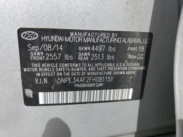 5NPE34AF2FH081151 - 2015 HYUNDAI SONATA SPORT SILVER photo 12
