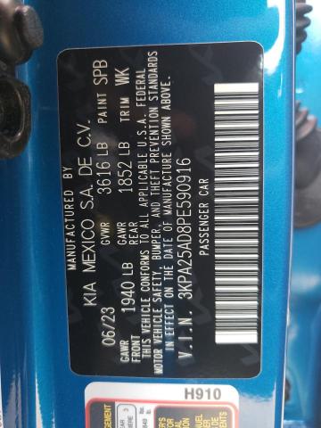 3KPA25AD8PE590916 - 2023 KIA RIO S BLUE photo 12