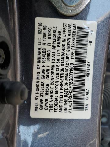 19XFC2F75GE031909 - 2016 HONDA CIVIC EX Boz foto 13