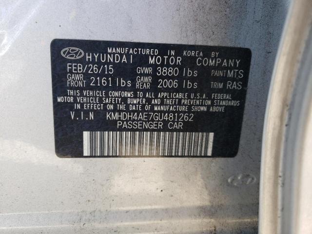 KMHDH4AE7GU481262 - 2016 HYUNDAI ELANTRA SE SILVER photo 12