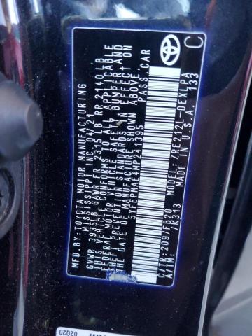 5YFEPMAE4MP241395 - 2021 TOYOTA COROLLA LE BLACK photo 12