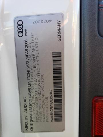 WAUB4CF51KA005042 - 2019 AUDI S5 PREMIUM PLUS თეთრი ფოტო 12