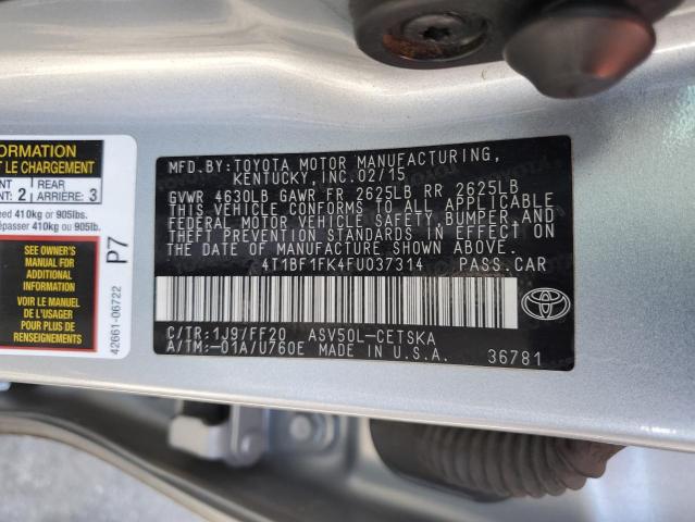 4T1BF1FK4FU037314 - 2015 TOYOTA CAMRY LE SILVER photo 13