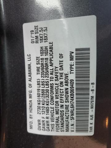 5FNRL6H74KB069409 - 2019 HONDA ODYSSEY EXL Серый фото 13