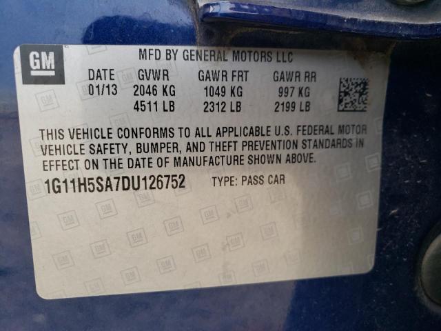 1G11H5SA7DU126752 - 2013 CHEVROLET MALIBU LTZ 蓝色 照片 12