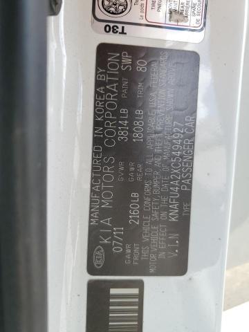 KNAFU4A2XC5494927 - 2012 KIA FORTE EX WHITE photo 12