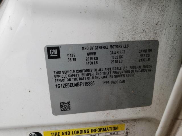 1G1ZE5EU4BF115386 - 2011 CHEVROLET MALIBU LTZ თეთრი ფოტო 12