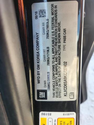 KL8CD6SA9KC727402 - 2019 CHEVROLET SPARK 1LT Noir photo 12