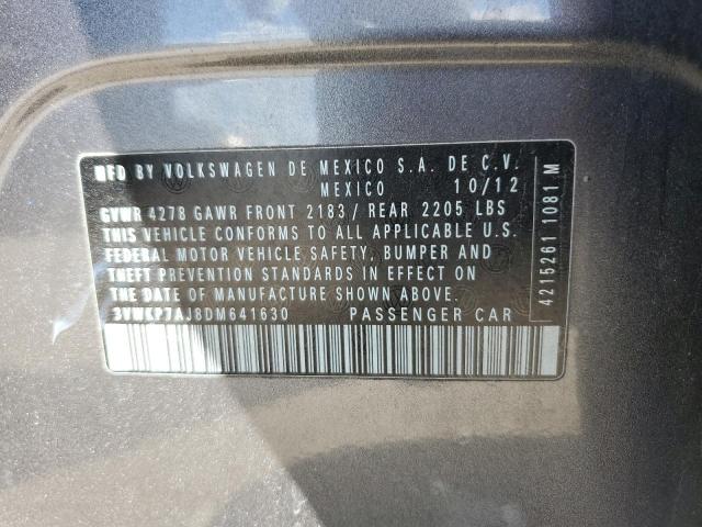 3VWKP7AJ8DM641630 - 2013 VOLKSWAGEN JETTA S GRAY photo 12