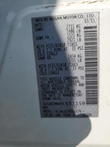 5N1AR2MN4FC651159 - 2015 NISSAN PATHFINDER S Սպիտակ լուսանկար 14