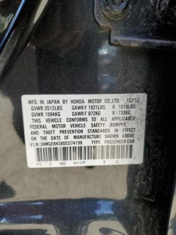JHMGE8H38DC074198 - 2013 HONDA FIT BLACK photo 12