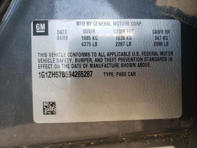 1G1ZH57B594265287 - 2009 CHEVROLET MALIBU 1LT SILVER photo 12