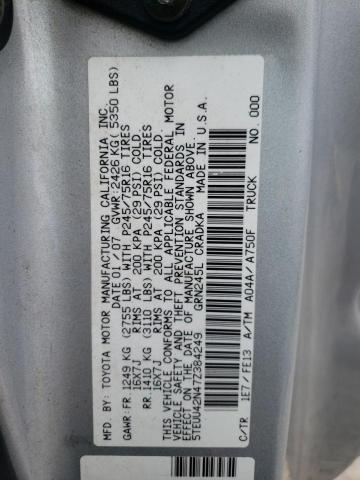 5TEUU42N47Z384249 - 2007 TOYOTA TACOMA ACCESS CAB Күміс фото 12