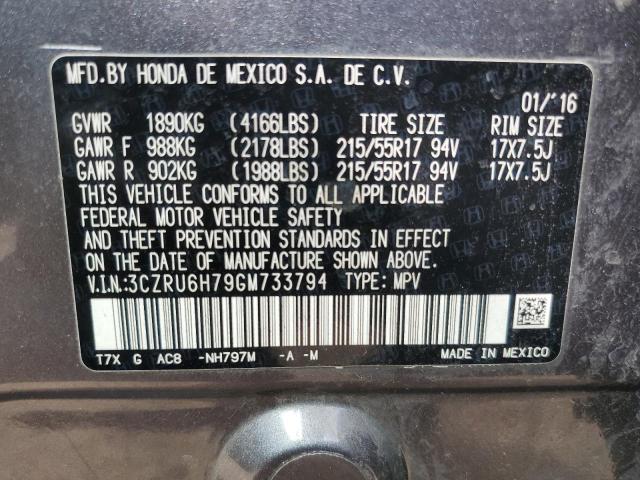 3CZRU6H79GM733794 - 2016 HONDA HR-V EXL CHARCOAL photo 13