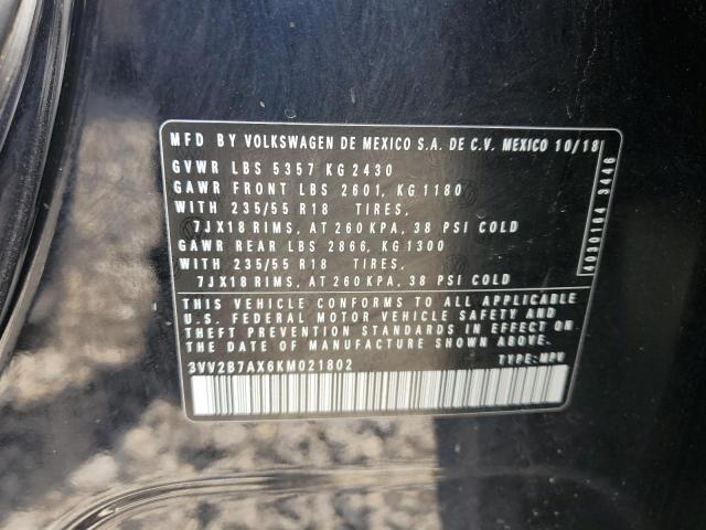 3VV2B7AX6KM021802 - 2019 VOLKSWAGEN TIGUAN SE 黑色 照片 13