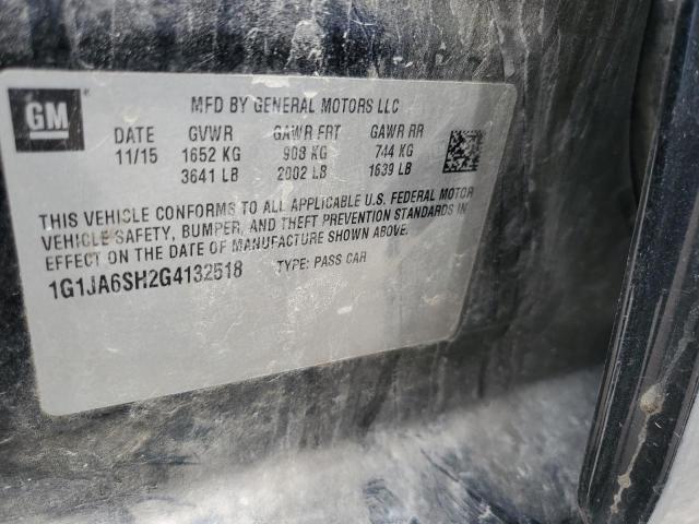 1G1JA6SH2G4132518 - 2016 CHEVROLET SONIC LS შავი ფოტო 13