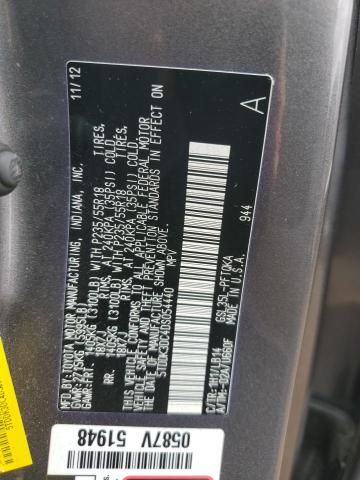 5TDDK3DC4DS054440 - 2013 TOYOTA SIENNA XLE GRAY photo 12