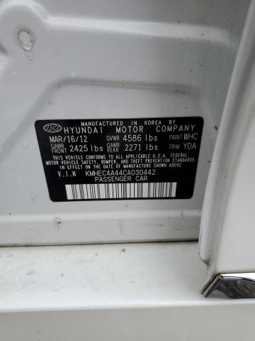 KMHEC4A44CA030442 - 2012 HYUNDAI SONATA HYBRID WHITE photo 12