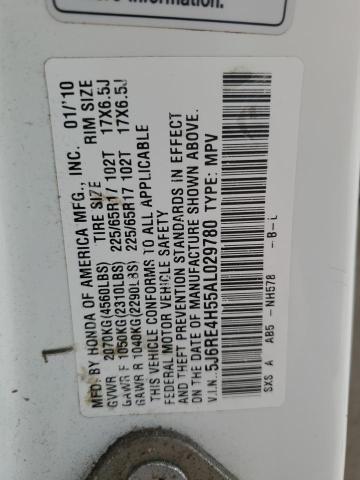 5J6RE4H55AL029780 - 2010 HONDA CR-V EX WHITE photo 13