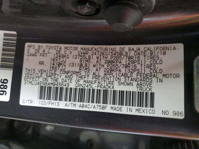 3TMLU4EN8AM045649 - 2010 TOYOTA TACOMA DOUBLE CAB 灰色 照片 13