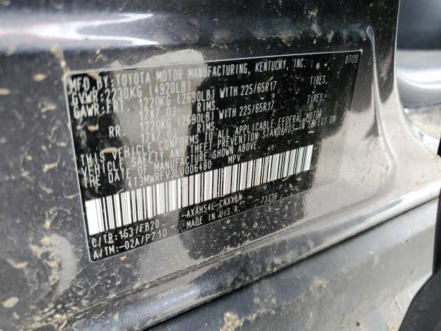 4T3MWRFV3LU006480 - 2020 TOYOTA RAV4 LE GRAY photo 14