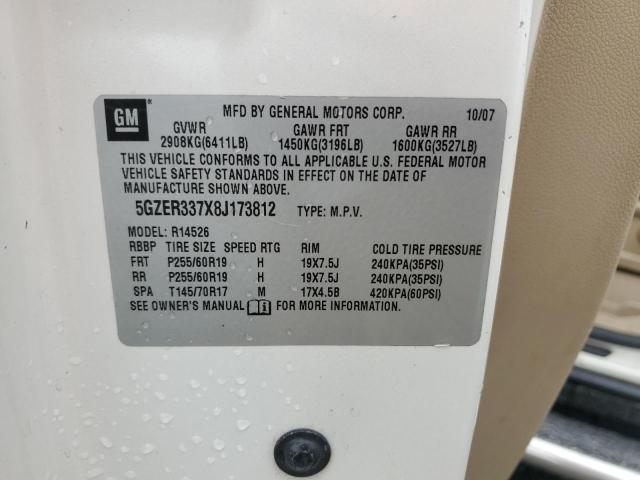 5GZER337X8J173812 - 2008 SATURN OUTLOOK XR თეთრი ფოტო 13