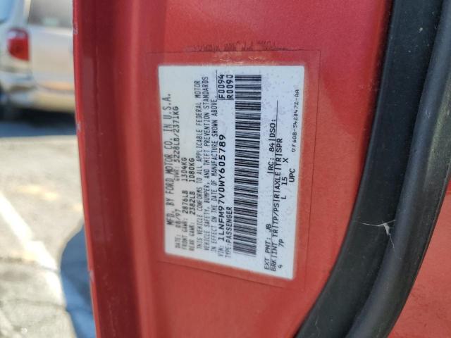 1LNFM97V0WY605789 - 1998 LINCOLN CONTINENTA RED photo 12