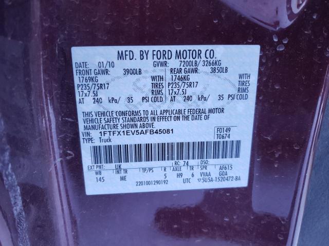 1FTFX1EV5AFB45081 - 2010 FORD F150 SUPER CAB BROWN photo 12