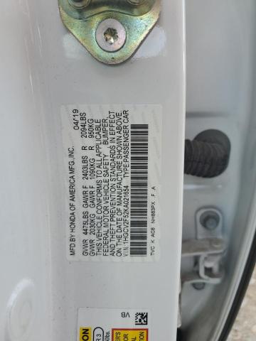 1HGCV2F52KA021654 - 2019 HONDA ACCORD EXL 白色 照片 12