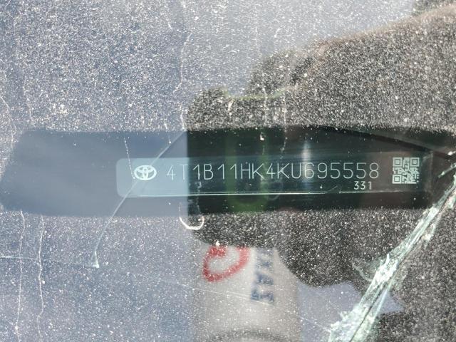 4T1B11HK4KU695558 - 2019 TOYOTA CAMRY L BLACK photo 12