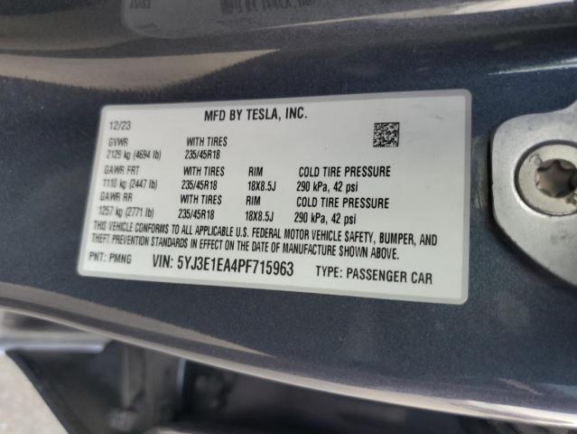 5YJ3E1EA4PF715963 - 2023 TESLA MODEL 3 Gri fotoğraf 13