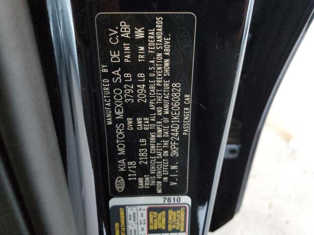 3KPF24AD1KE060828 - 2019 KIA FORTE FE Negro foto 12