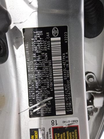 4T1BK1EB8DU037665 - 2013 TOYOTA AVALON BASE Gümüş fotoğraf 12