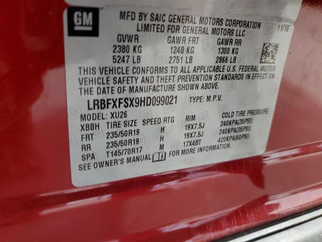 LRBFXFSX9HD099021 - 2017 BUICK ENVISION PREMIUM II Bordo foto 14