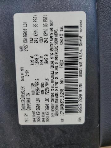 1D7HW48K07S181278 - 2007 DODGE DAKOTA QUAD SLT GRAY photo 12