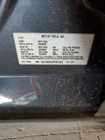7SAYGDEE0PF921059 - 2023 TESLA MODEL Y 灰色 照片 12
