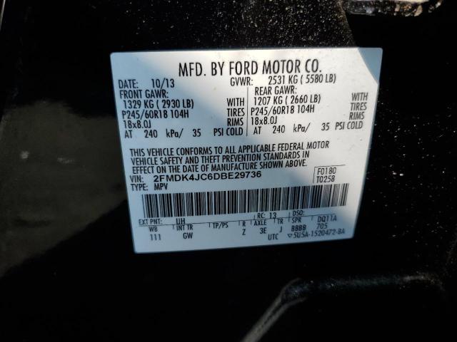 2FMDK4JC6DBE29736 - 2013 FORD EDGE SEL BLACK photo 13