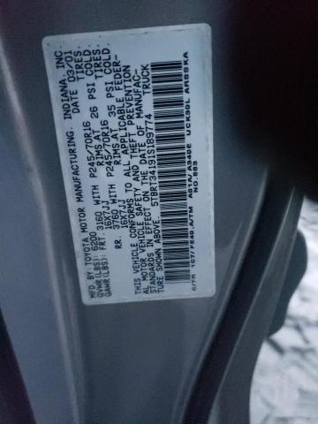 5TBRT34191S189774 - 2001 TOYOTA TUNDRA ACCESS CAB Արծաթագույն լուսանկար 12