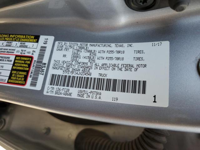 5TFEY5F14JX234548 - 2018 TOYOTA TUNDRA CREWMAX SR5 SILVER photo 12