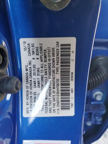 2HGFC1E59JH706720 - 2018 HONDA CIVIC SI Mavi foto 12