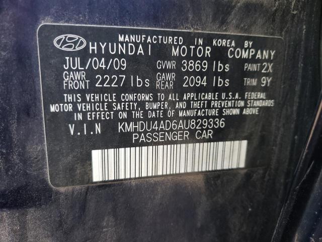 KMHDU4AD6AU829336 - 2010 HYUNDAI ELANTRA BLUE BLUE photo 12