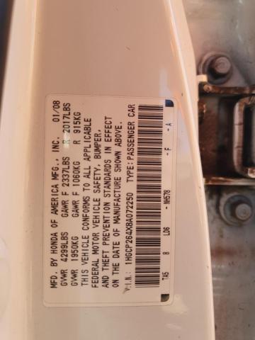 1HGCP264X8A072250 - 2008 HONDA ACCORD LXP WHITE photo 12