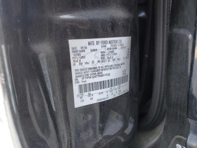 1FTPW12577KB11722 - 2007 FORD F150 SUPERCREW BLACK photo 12