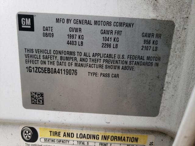 1G1ZC5EB0A4119076 - 2010 CHEVROLET MALIBU 1LT 白色 照片 12