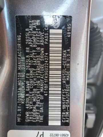 4T1BF1FK9GU224274 - 2016 TOYOTA CAMRY LE 灰色 照片 13