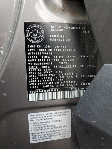 WVGBV7AX9BW546564 - 2011 VOLKSWAGEN TIGUAN S GRAY photo 14