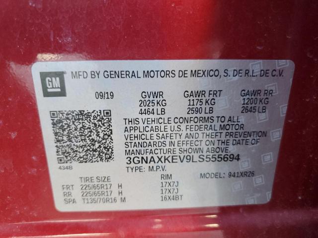 3GNAXKEV9LS555694 - 2020 CHEVROLET 10 LT BURGUNDY photo 13