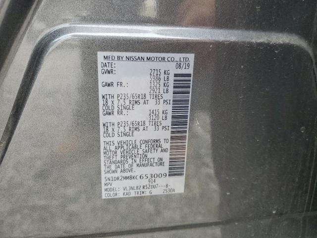 5N1DR2MM8KC653009 - 2019 NISSAN PATHFINDER S Gris foto 14